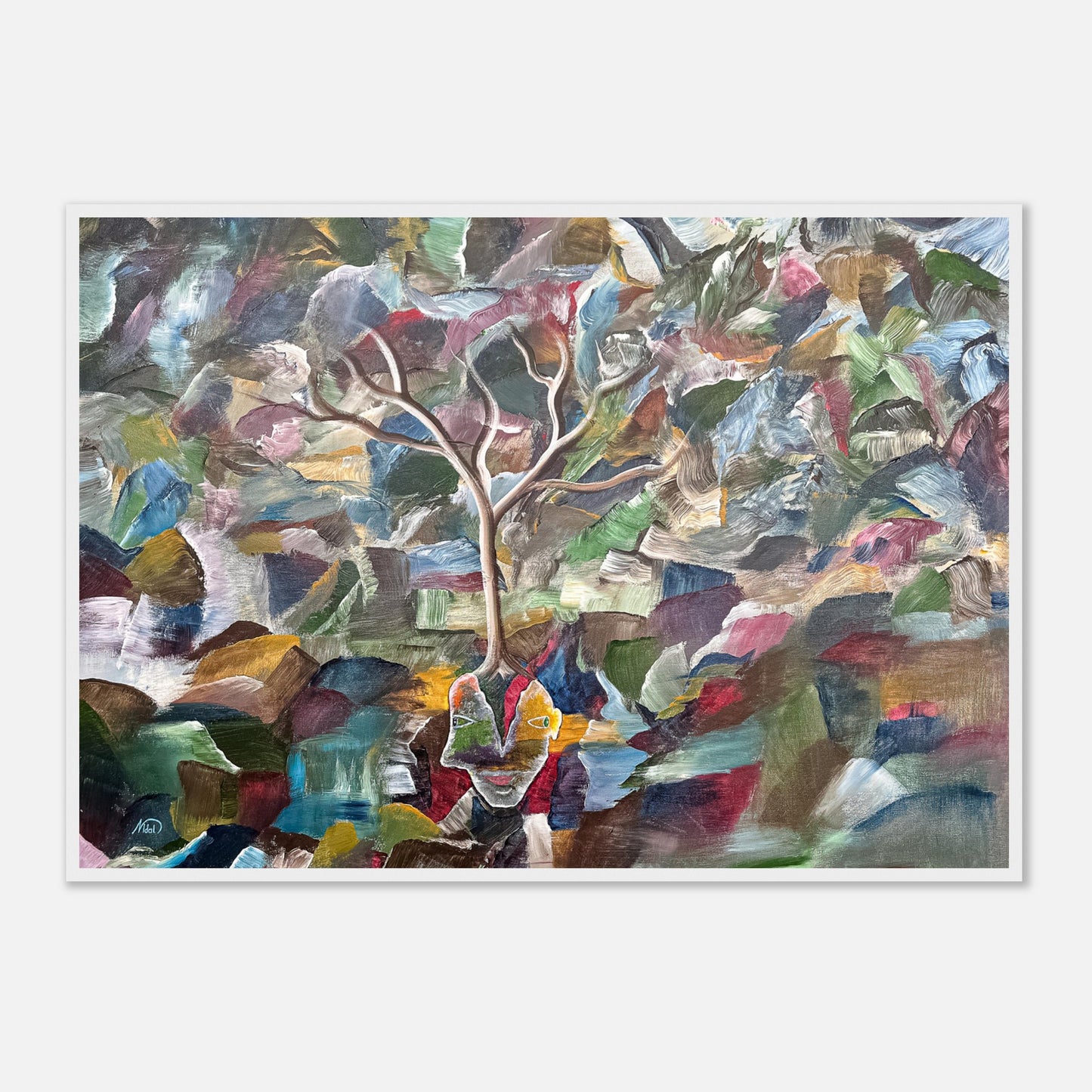 white Wooden Frame Print - Elegant Semi-Glossy Art Poster on white wall